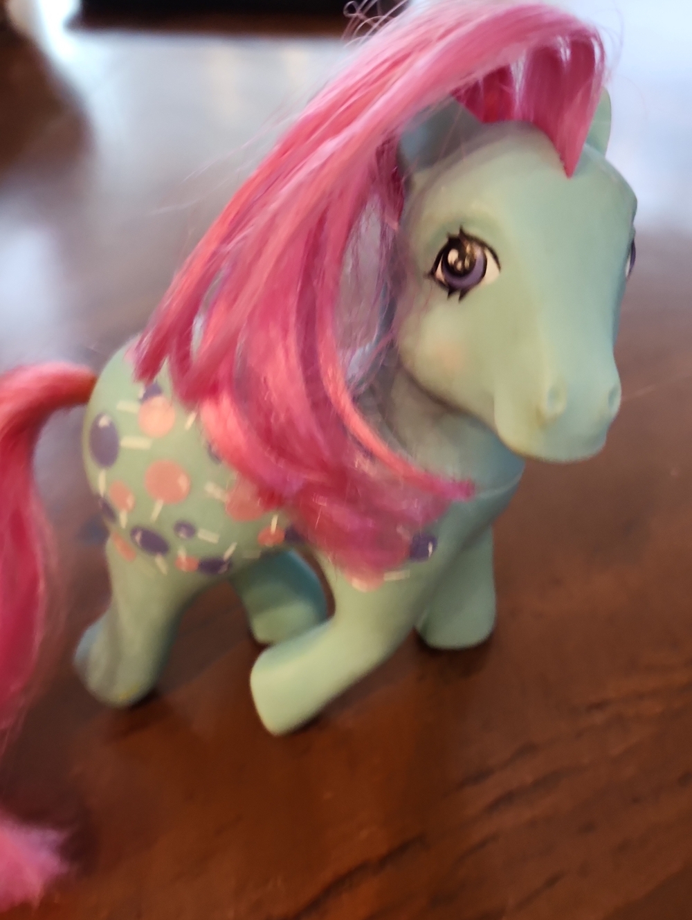 Twice As FANCY G1 LOLLVINTAGE 1987 Hasbro Blue Pony Toy with Pink Brushable Mane